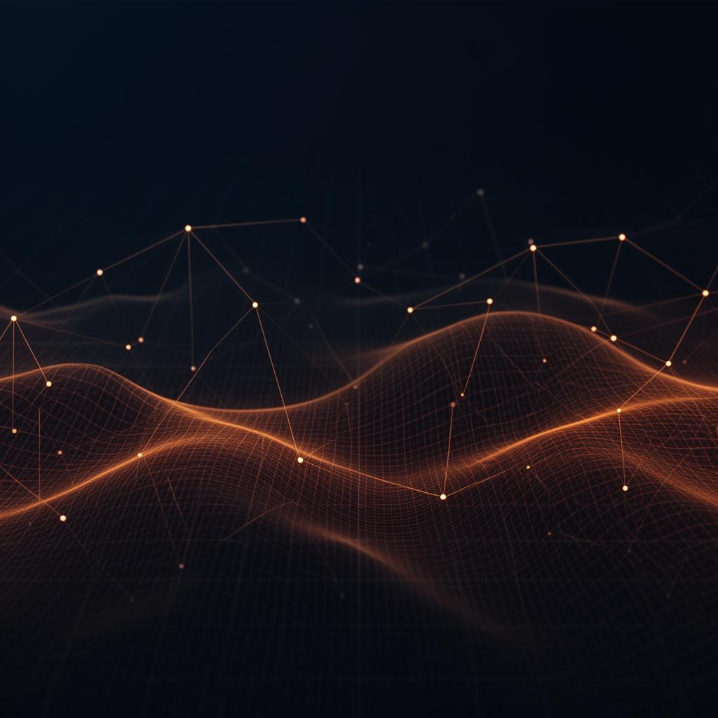 Distributed network mesh illustrating cloud and blockchain infrastructure